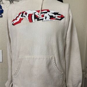 Supreme Cream Hoodie with Red and Black Logo